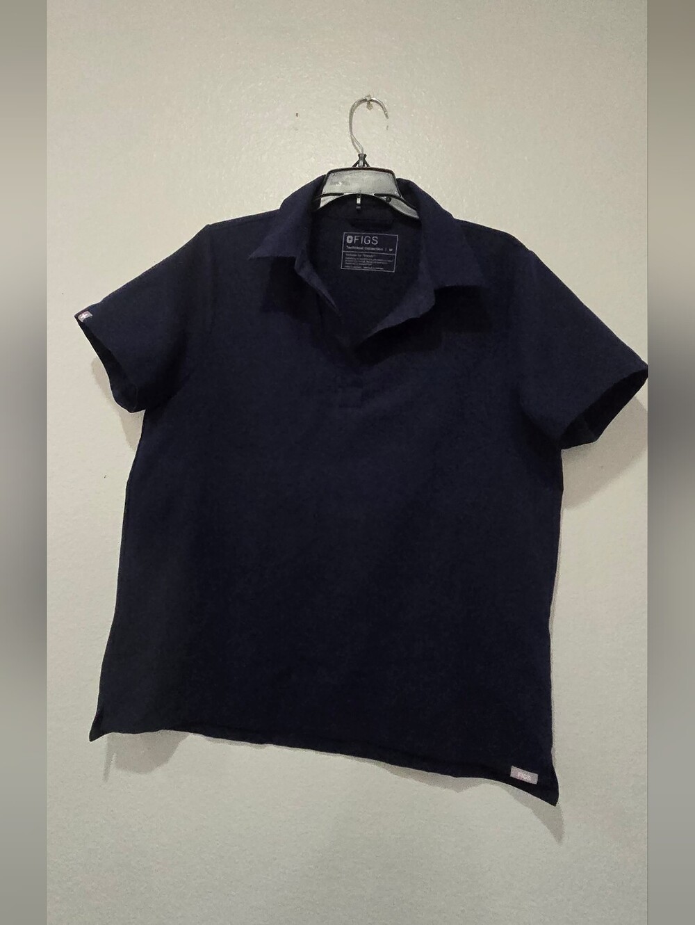 FIGS Nala Short Sleeve Scrub Top Polo Women's M Blue W21SW1053
